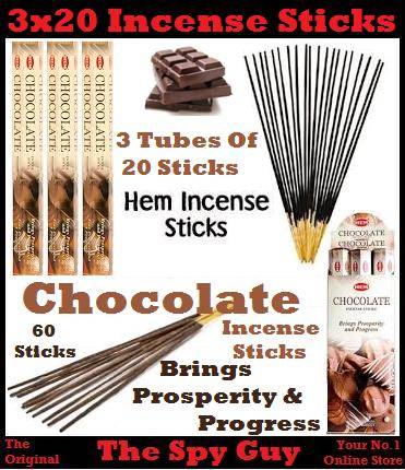 3 Tubes CHOCOLATE Incense Sticks 20 Incense Sticks per Tube Brings Prosperity Fragrance
