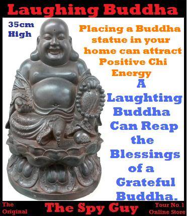 Laughing Buddha Feng Shui Enhancer for Good Luck, Abundance, Happiness, Good Health Resin