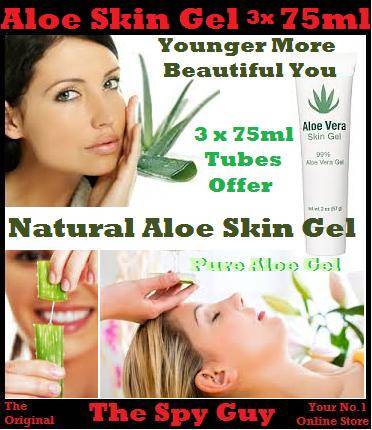 Natural Aloe 3 x 75ml Pure Aloe Skin Gel Moisturizer Leaving Skin Soft Younger Looking