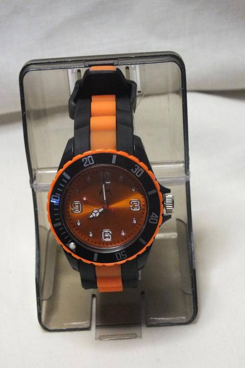 Honey Unisex Silicone Watches Black Orange Waterproof Men Quartz Analog Wrist Watch
