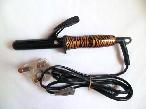 TRAVEL ELECTRIC HAIR STYLING CURLER TONG COOL ZEBRA/GOLD ANIMAL PRINT, LIKE NEW! REDUCED BY R55.00!