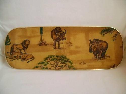 LOVELY VINTAGE WILDLIFE GLASS FIBRE TRAY BY *TORO DESIGNS ESTCOURT NATAL*