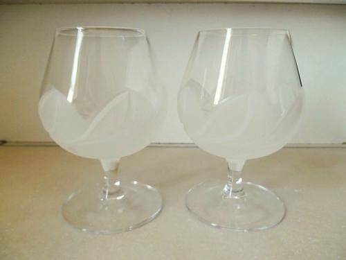 TWO CRIS D'ARCQUES DURAND SIGNED *FLORENCE* BRANDY GLASSES, LIKE NEW! BOTH FOR ONE BID!