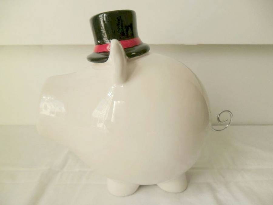 *OINK* GROOM CERAMIC PIG MONEY PIGGY BANK, OINK BY SALT & PEPPER