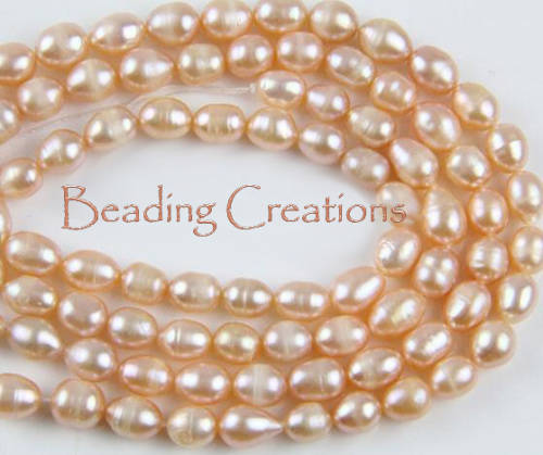 PEARLS - FRESHWATER - PEACH PINK - 6-7 mm - 3.5cm STRAND