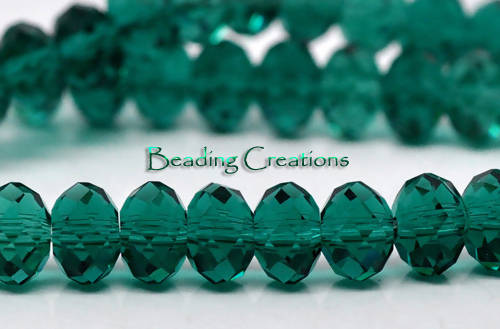 CZECH CRYSTAL QUARTZ FACETED GLASS BEADS RONDELLE MALACHITE GREEN 6MM