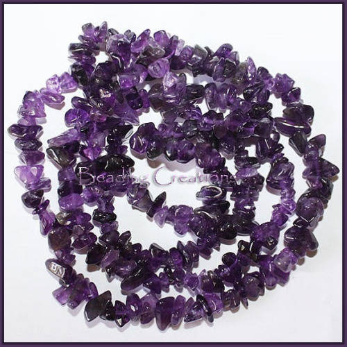 DARK AMETHYST - NATURAL - SEMI PRECIOUS GEMSTONE - CHIP STRAND - 5-9mm - SOLD PER STRAND 38cm