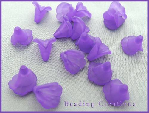 ACRYLIC - FROSTED - PURPLE - CALLA LILLY FLOWER - BEADS/BEAD CAPS - 10mm