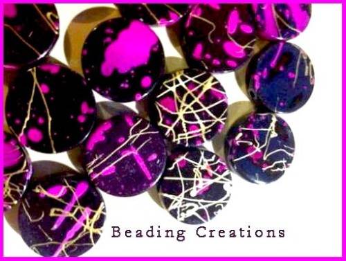 ACRYLIC - DRAWBENCH BEADS - GOLD AND CERISE PINK