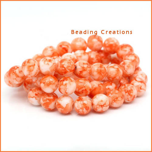 Glass Beads Round Peach Mottled 8mm