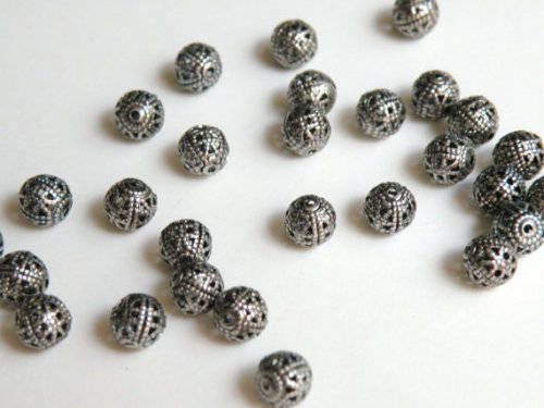 SPACER BEADS - DULL SILVER TONE - ORNATE - FILIGREE - 6mm - SOLD 20 PER PACKET