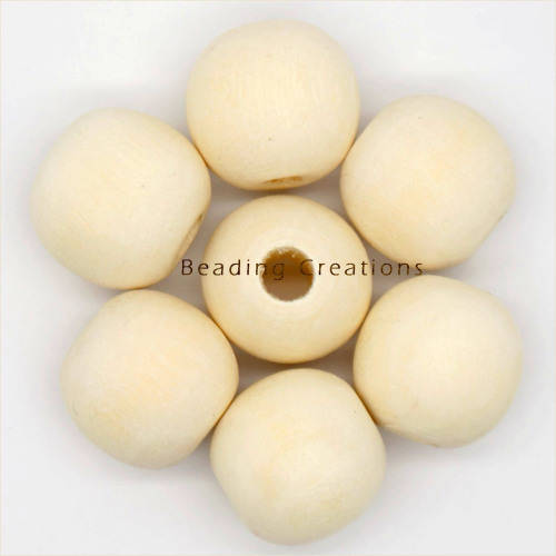Wooden Beads Natural Raw Uncoated Round 14mm