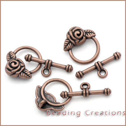 CLASPS/TOGGLE CLASPS/COPPER TOGGLE CLASPS/ROSE LEAF TOGGLE CLASPS/BEADING TOGGLE CLASPS