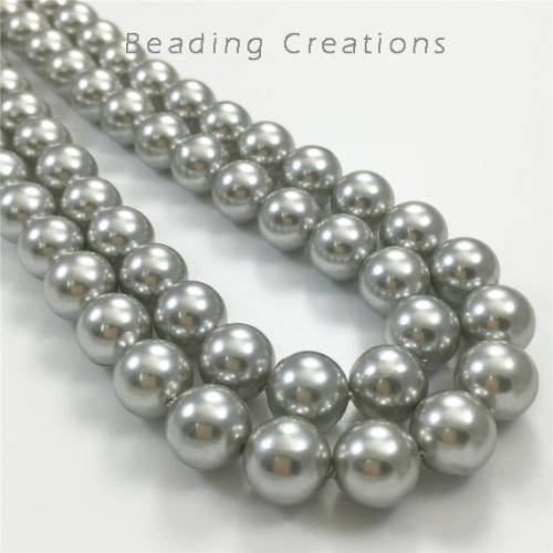 GLASS PEARL BEADS - SILVER GREY - 8mm - 25 PCS