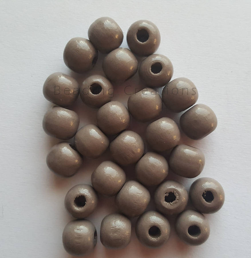 WOODEN BEADS - NATURAL - STONE - ROUND - 14mm - 8 PCS