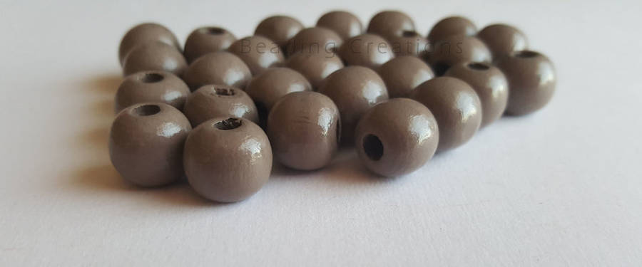 WOODEN BEADS - NATURAL - STONE - ROUND - 14mm - 8 PCS