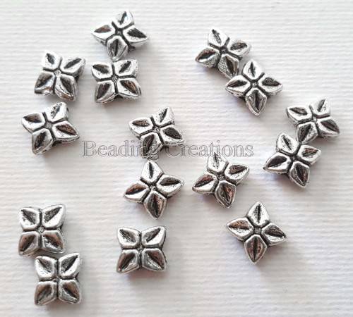 FINDINGS/SPACER BEADS/METAL SPACERS/ANTIQUE SILVER SPACERS/SQUARE SPACER BEADS/FLOWER SPACER BEADS