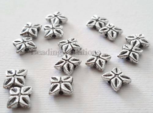 FINDINGS/SPACER BEADS/METAL SPACERS/ANTIQUE SILVER SPACERS/SQUARE SPACER BEADS/FLOWER SPACER BEADS