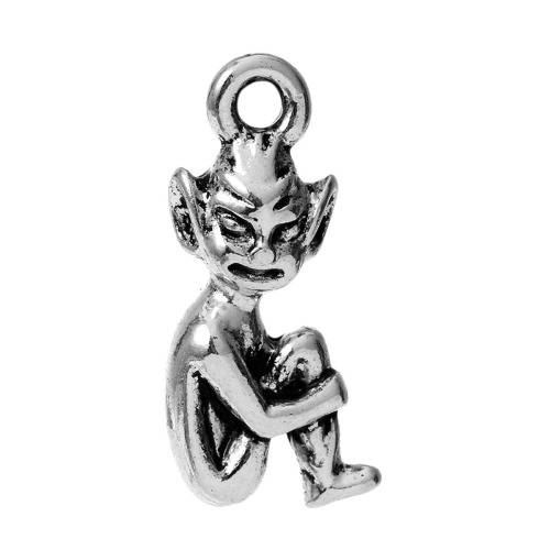 Charms, Antique Silver Double Sided Cornwall Pixie Elf Charms, 20mm (Loose)
