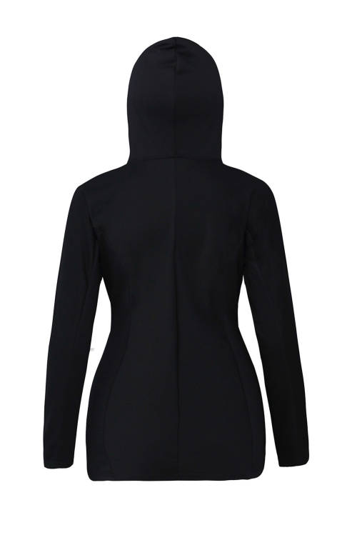 BLACK LOOSE FITTING LACE UP HOODIE - SMALL TO PLUS SIZE