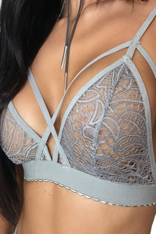 LINGERIE/SEXY LINGERIE/ GREY STRAPPY BRALETTE BRA LINGERIE - LOCAL STOCK