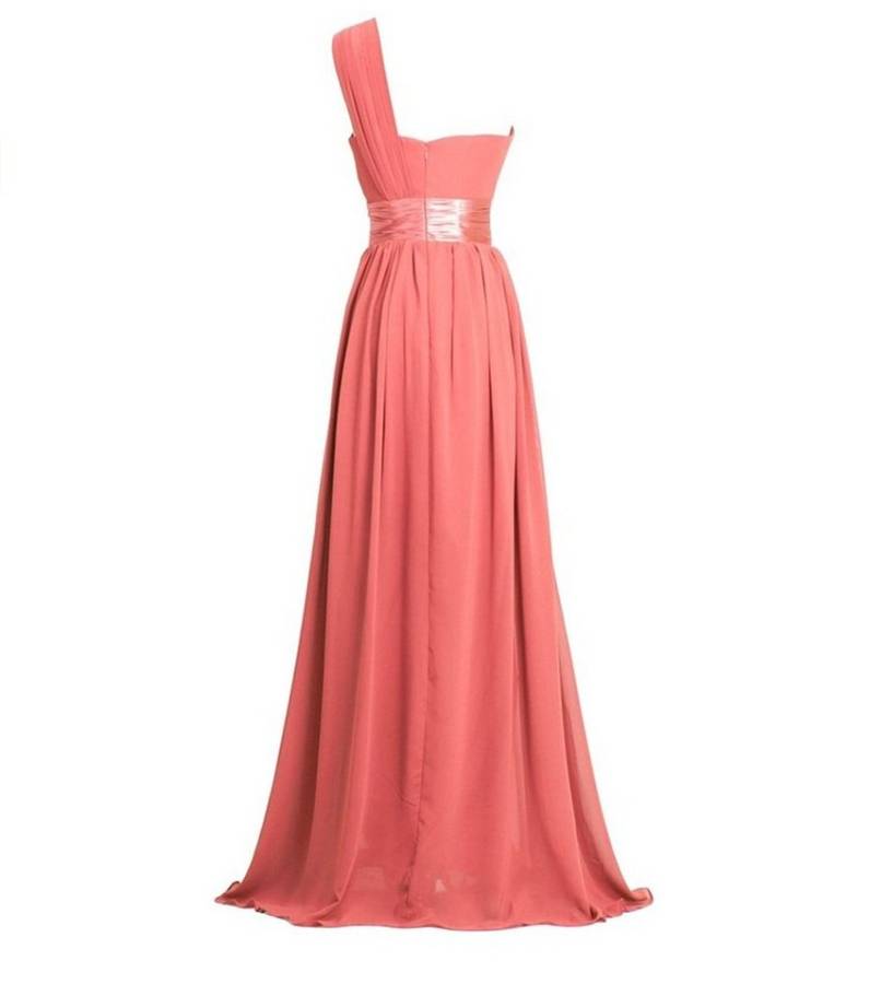CHIFFON ONE SHOULDER BRIDESMAID DRESS