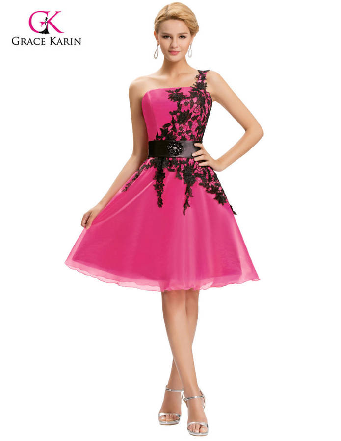 Fuchsia cocktail chiffon evening dresses