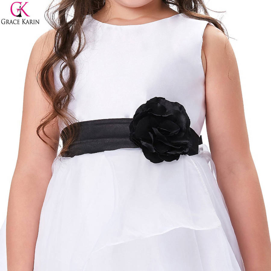 Girls dresses flower girl white satin party dress