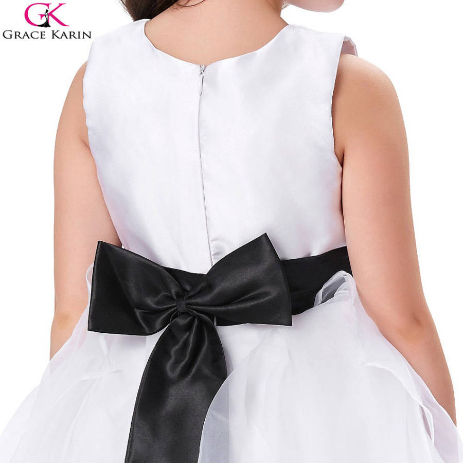 Girls dresses flower girl white satin party dress