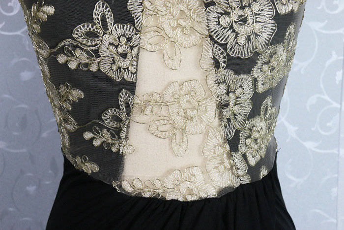 DRESSES/DRESS/EVENING DRESS/FORMAL EVENING GOWN/SEXY BLACK LACE HIGH SLIT EVENING GOWN
