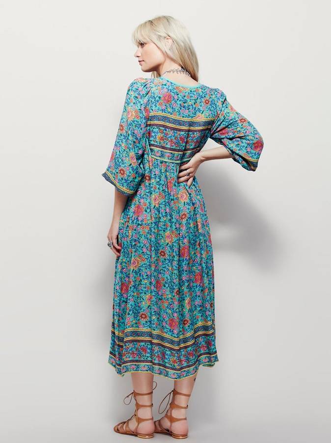 DRESSES/DRESS/MAXI DRESS/BOHEMIAN DRESS/BLUE DRESS/BOHO DRESS/PRINTED DRESS/ASYMMETRICAL DRESS