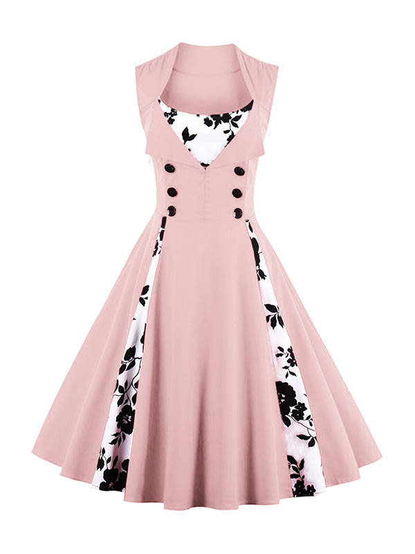 DRESSES/DRESS/PINK DRESS/VINTAGE DRESS/SWING DRESS/PATCHWORK DRESS/PARTY DRESS/PLUS SIZE DRESS