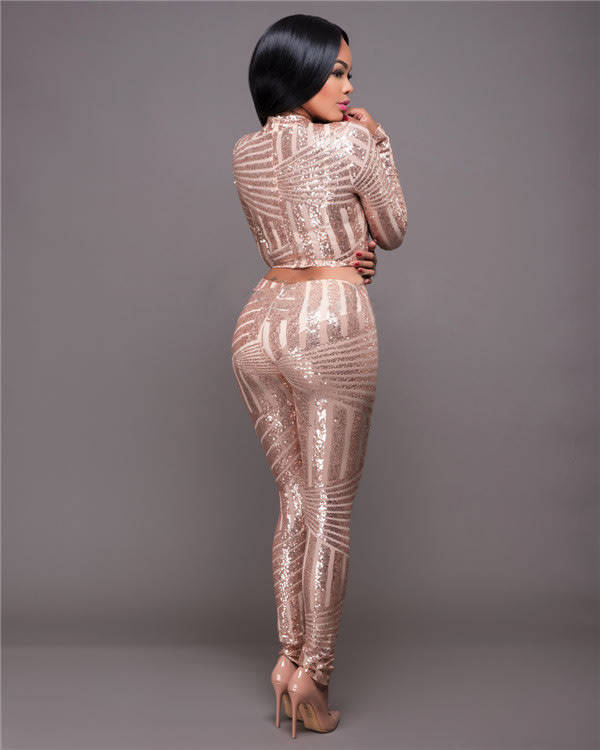 PANTS SET/ROSE GOLD PANTS SET/SEQUIN PANTS SET/PARTY PANTS SET/BODYCON PANTS SET/EVENING PANTS SET