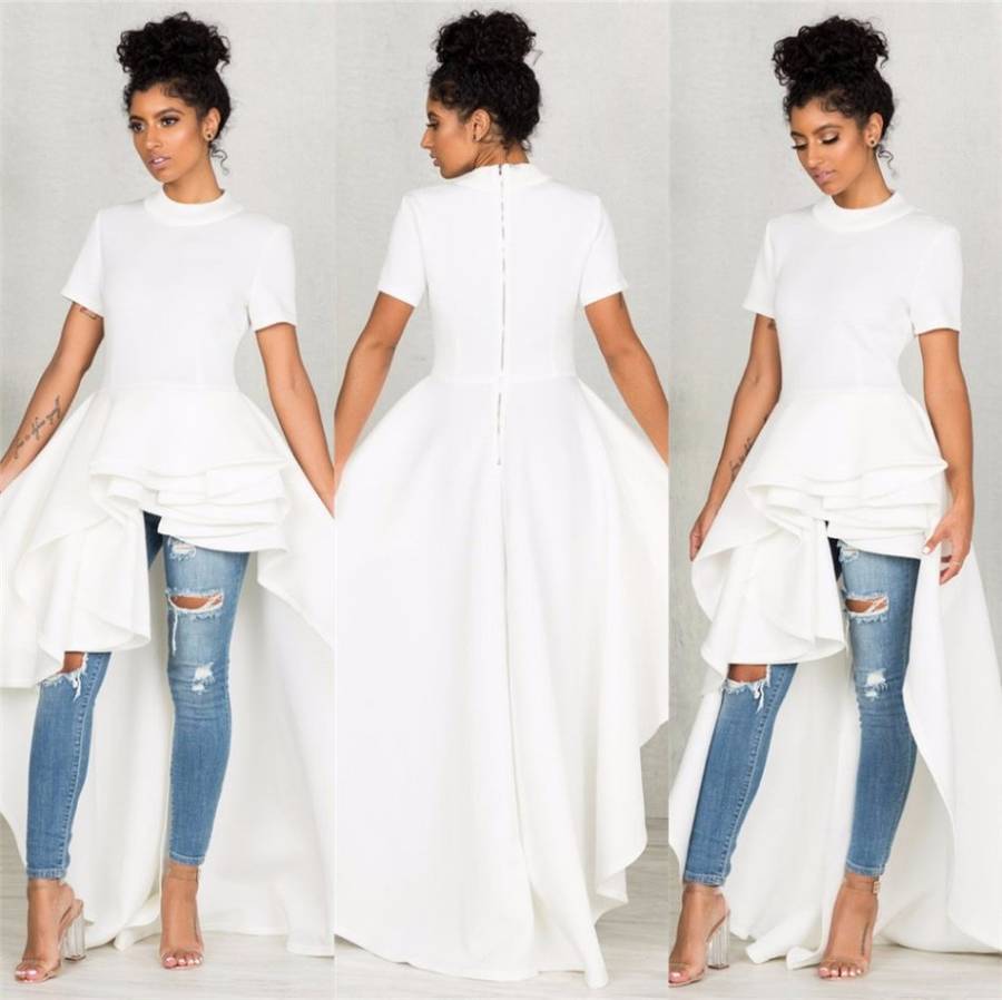 White hi-low party dress