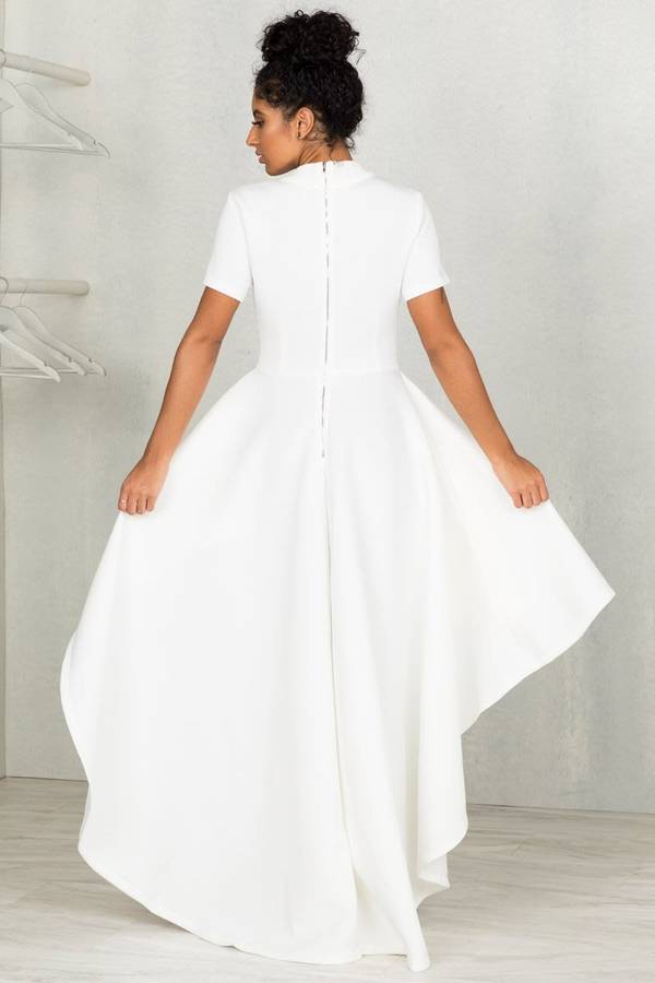 White hi-low party dress