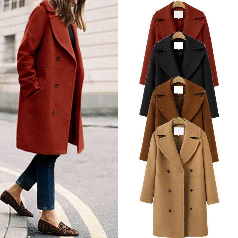 COAT/COATS/WOMENS COATS/BLACK COAT/DOUBLE BREASTED COAT/LONG COAT/WOOLEN COAT/WINTER COAT/DRESS COAT