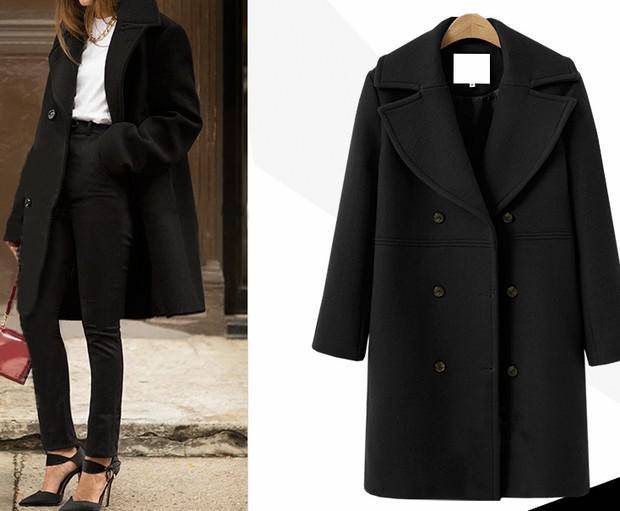 COAT/COATS/WOMENS COATS/BLACK COAT/DOUBLE BREASTED COAT/LONG COAT/WOOLEN COAT/WINTER COAT/DRESS COAT