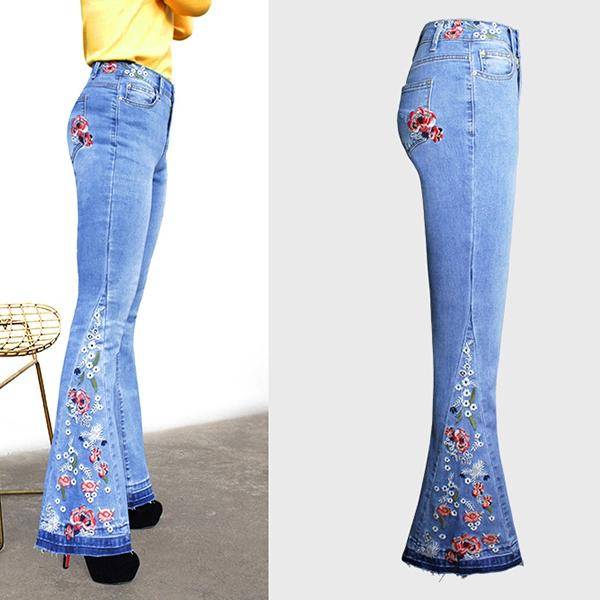 Womens blue flare bootleg bell bottom vintage denim jeans