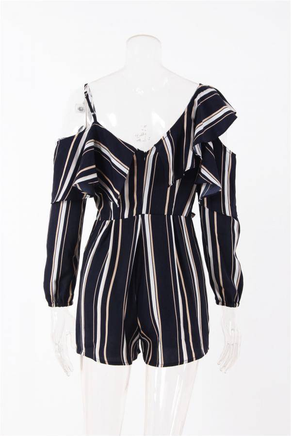 Blue And White Playsuit Short Jumpsuit Striped Romper