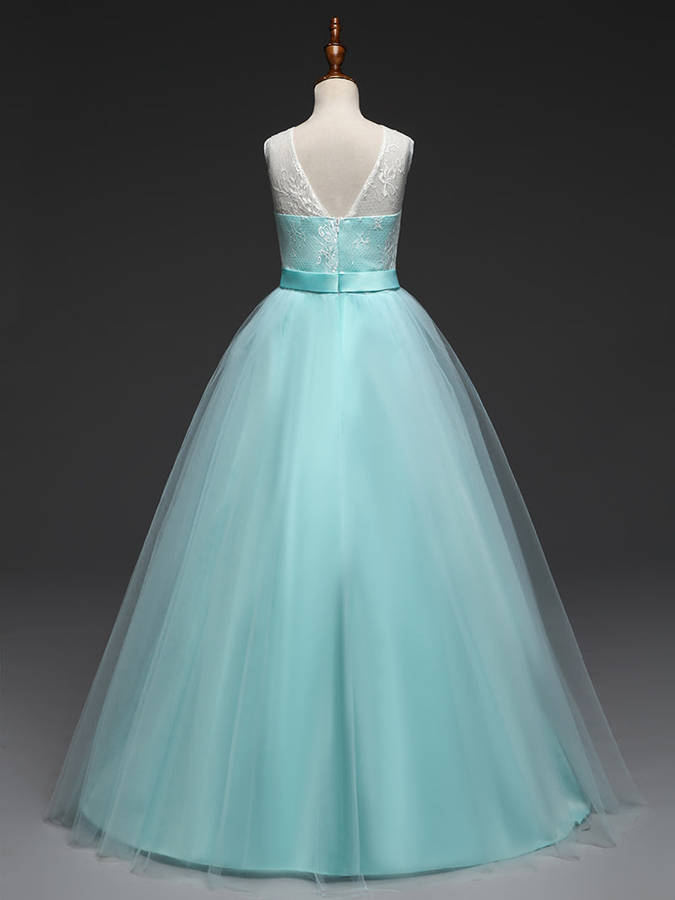 Girls dress flower girls party green maxi dresses