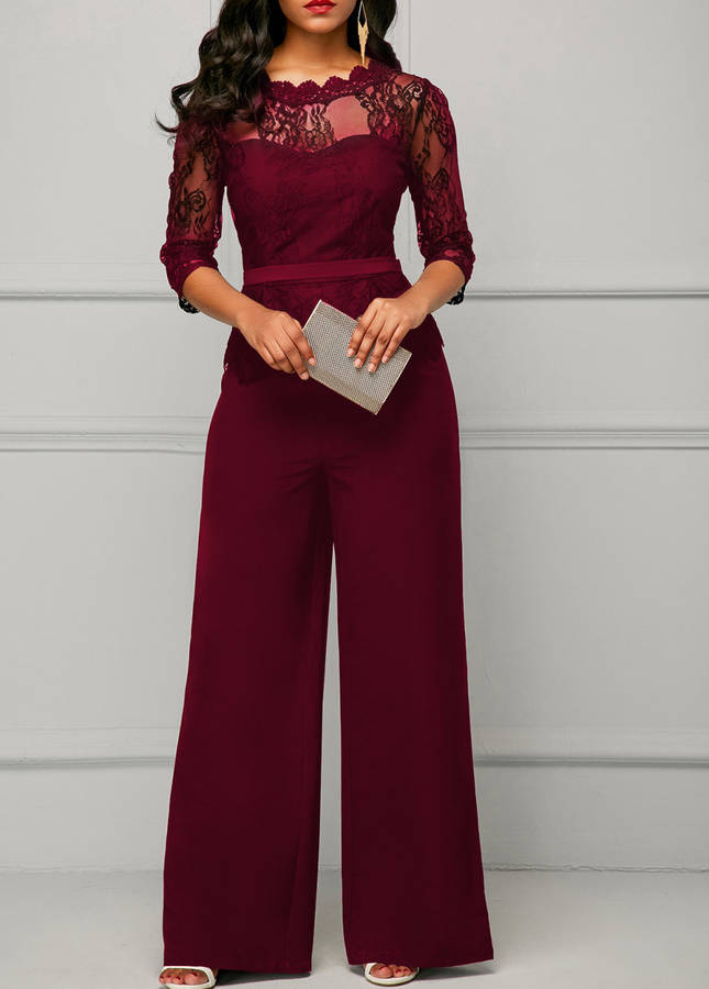 JUMPSUITS/JUMPSUIT/BURGUNDY JUMPSUITS/LACE JUMPSUITS/ELEGANT JUMPSUITS/EVENING JUMPSUITS