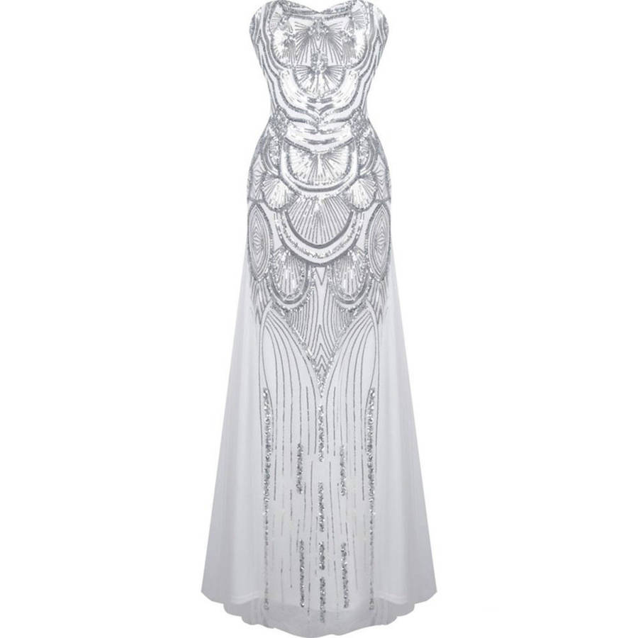Vintage retro silver evening gown