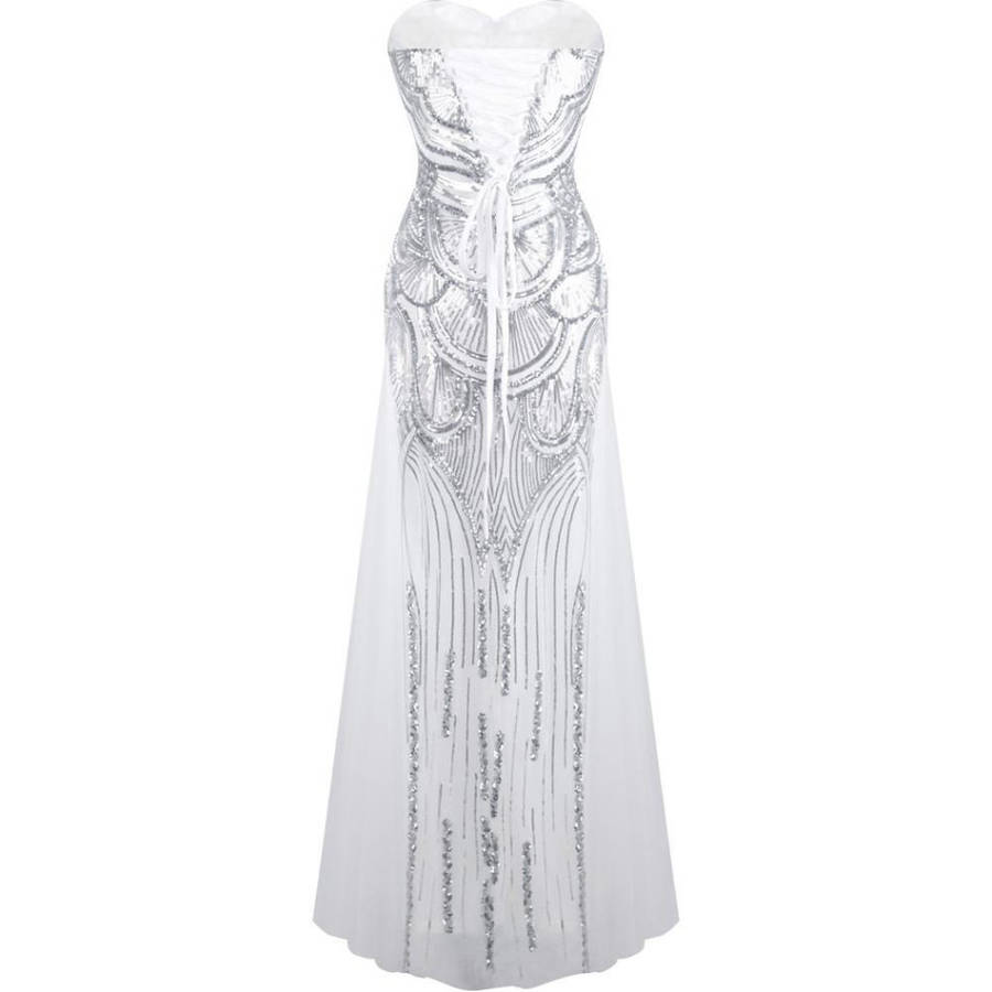 Vintage retro silver evening gown