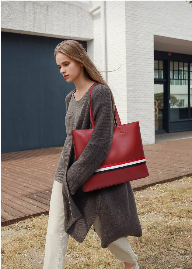 HANDBAGS/WOMENS HANDBAGS/HANDBAG SET/TOTE BAG SET/WINE RED TOTE BAG SET/2 PIECE HANDBAG SET