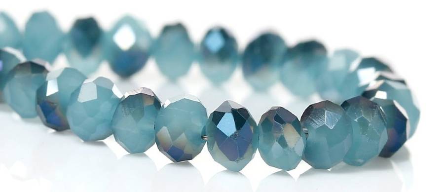 CZECH CRYSTAL GLASS FACETED BEADS RONDELLE TWO TONE NAVY AND LIGHT BLUE 4MM