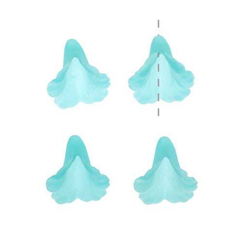Acrylic Frosted Aqua Blue Calla Lilly Flower Beads 10mm