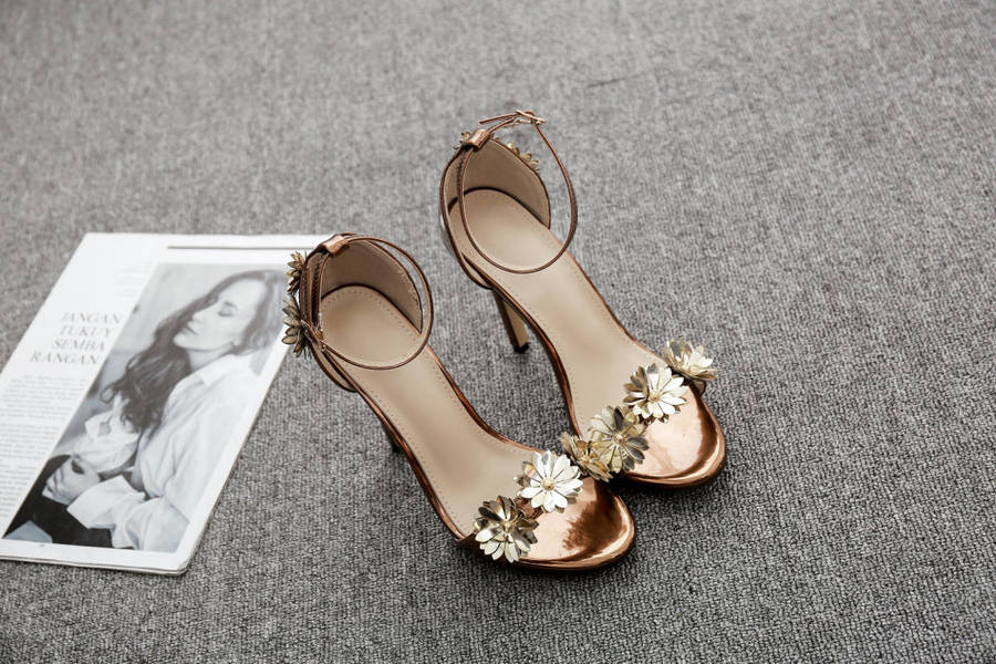 Bronze High Heel Open Toe Stiletto Sandals - LOCAL STOCK - Size 37