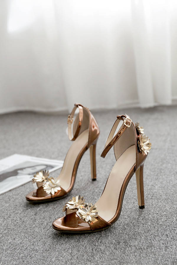 Bronze High Heel Open Toe Stiletto Sandals - LOCAL STOCK - Size 37