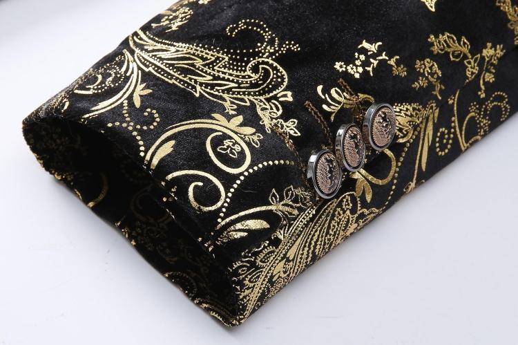 Men Golden Paisley Blazer Suit Jacket