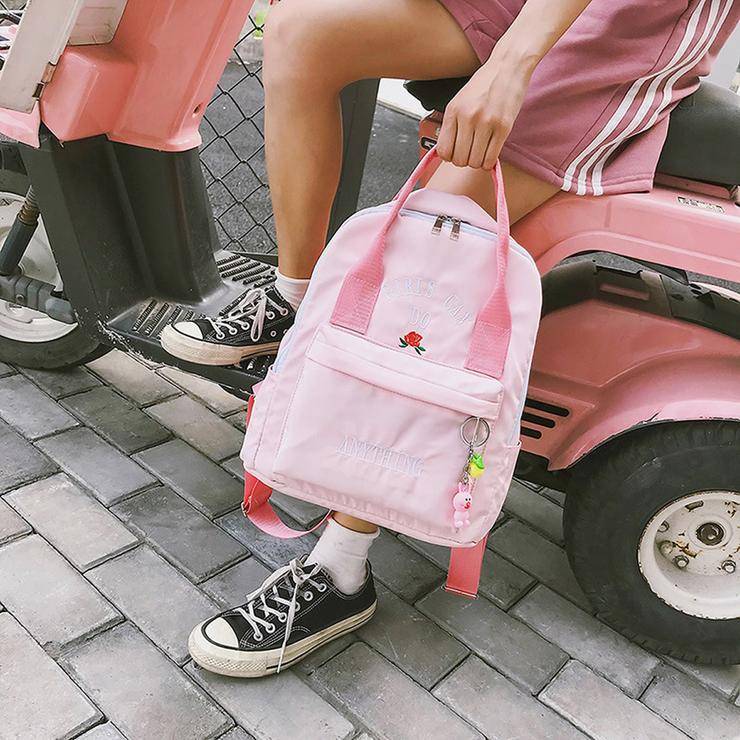 White Printed Multifunction Backpacks for Girls